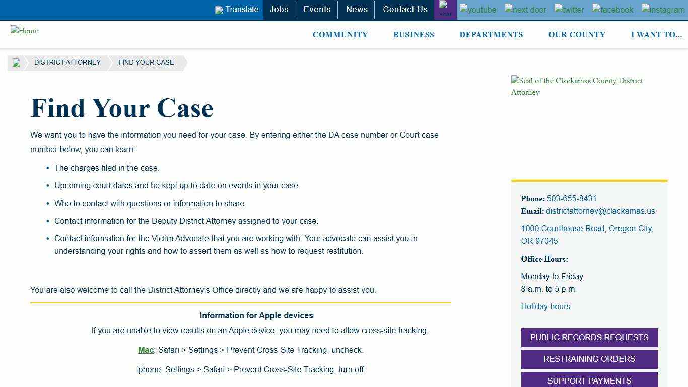 Find Your Case Clackamas County